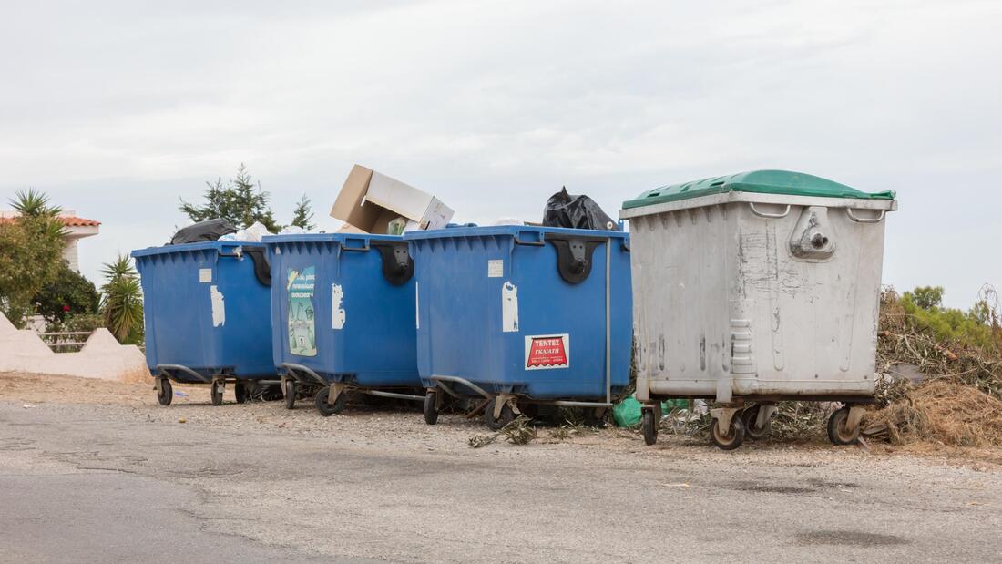 a row of dumpster